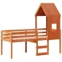 Cama alta con techo madera maciza de pino marrón cera 80x200 cm de , Camas y somieres - Ref: Foro24-3282012, Precio: 241,72 €...