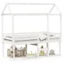 Cama alta con techo madera maciza de pino blanco 80x200 cm de , Camas y somieres - Ref: Foro24-3282136, Precio: 249,62 €, Des...