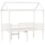 Cama alta con techo madera maciza de pino blanco 80x200 cm de , Camas y somieres - Ref: Foro24-3282136, Precio: 249,62 €, Des...