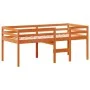 High bed with solid pine wood roof in brown wax 90x200 cm by , Beds and slatted bases - Ref: Foro24-3282134, Price: 241,02 €,...
