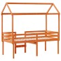 Cama alta con techo madera maciza de pino marrón cera 90x200 cm de , Camas y somieres - Ref: Foro24-3282134, Precio: 244,40 €...