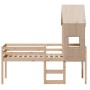 Cama alta con techo madera maciza de pino marrón cera 75x190 cm de , Camas y somieres - Ref: Foro24-3282019, Precio: 195,39 €...