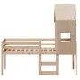 Hochbett mit massivem Kiefernholzdach in brauner Wachsfarbe 75x190 cm. von , Betten und Lattenroste - Ref: Foro24-3282019, Pr...