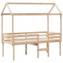 Cama alta con techo madera maciza de pino marrón cera 75x190 cm de , Camas y somieres - Ref: Foro24-3282141, Precio: 200,24 €...