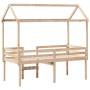 Cama alta con techo madera maciza de pino marrón cera 75x190 cm de , Camas y somieres - Ref: Foro24-3282141, Precio: 200,24 €...