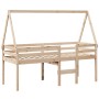 Cama alta con techo madera maciza de pino marrón cera 75x190 cm de , Camas y somieres - Ref: Foro24-3282101, Precio: 156,92 €...