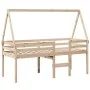 Hochbett mit massivem Kiefernholzdach in brauner Wachsfarbe 75x190 cm. von , Betten und Lattenroste - Ref: Foro24-3282101, Pr...