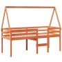 Hochbett mit massivem Kiefernholzdach in brauner Wachsfarbe 75x190 cm. von , Betten und Lattenroste - Ref: Foro24-3282103, Pr...