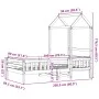 Bed frame with solid pine wood roof structure 80x200 cm by , Beds and slatted bases - Ref: Foro24-3282162, Price: 157,46 €, D...