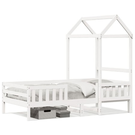 Bed frame with solid white pine wood roof 90x200 cm by , Beds and slatted bases - Ref: Foro24-3282160, Price: 229,98 €, Disco...