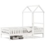 Bed frame with solid white pine wood roof 90x200 cm by , Beds and slatted bases - Ref: Foro24-3282160, Price: 229,98 €, Disco...