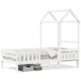 Bed frame with solid white pine wood roof 90x200 cm by , Beds and slatted bases - Ref: Foro24-3282160, Price: 226,79 €, Disco...