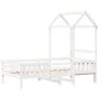 Bed frame with solid white pine wood roof 90x200 cm by , Beds and slatted bases - Ref: Foro24-3282160, Price: 226,79 €, Disco...