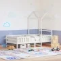 Bed frame with solid white pine wood roof 90x200 cm by , Beds and slatted bases - Ref: Foro24-3282160, Price: 226,79 €, Disco...