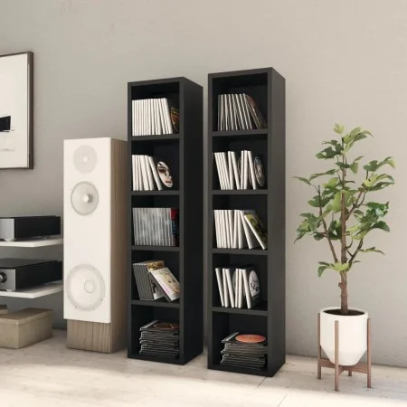CD-Regal 2 Stück schwarzes Sperrholz 21x16x93,5 cm von vidaXL, CD- und DVD-Speicher - Ref: Foro24-802697, Preis: 51,82 €, Rab...