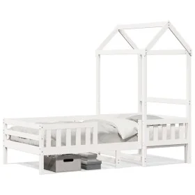 Bettgestell mit weißem Kiefernholzdach 75x190 cm von , Betten und Lattenroste - Ref: Foro24-3282169, Preis: 180,76 €, Rabatt: %