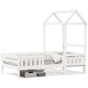 Bettgestell mit weißem Kiefernholzdach 75x190 cm von , Betten und Lattenroste - Ref: Foro24-3282169, Preis: 183,11 €, Rabatt: %