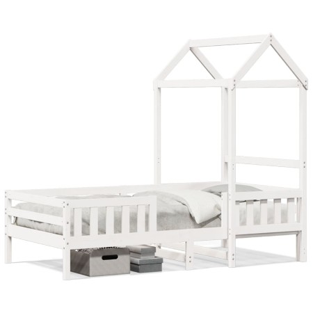 Bed frame with white pine wood roof 75x190 cm by , Beds and slatted bases - Ref: Foro24-3282169, Price: 183,11 €, Discount: %