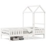 Bed frame with white pine wood roof 75x190 cm by , Beds and slatted bases - Ref: Foro24-3282169, Price: 183,11 €, Discount: %