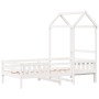 Bed frame with white pine wood roof 75x190 cm by , Beds and slatted bases - Ref: Foro24-3282169, Price: 183,11 €, Discount: %