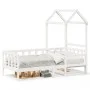 Sofá cama con techo madera maciza de pino blanco 90x200 cm de , Camas y somieres - Ref: Foro24-3282211, Precio: 182,40 €, Des...