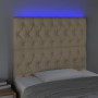 Cabecero con luces LED tela crema 90x7x118/128 cm