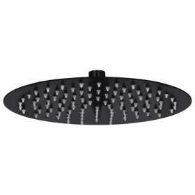 Cabezal de ducha efecto lluvia acero inox redondo negro 25 cm