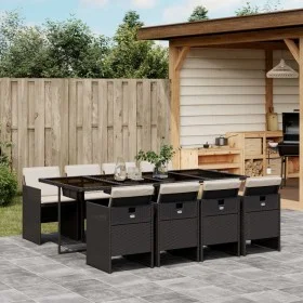 Garten-Essgruppe 9-teilig mit schwarzen Polstern aus synthetischem Rattan von , Gartensets - Ref: Foro24-3210558, Preis: 690,...