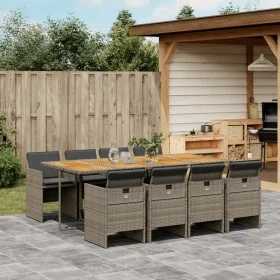 Garden dining set 9 pieces and gray synthetic rattan cushions by , Garden sets - Ref: Foro24-3210566, Price: 752,86 €, Discou...