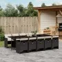 11-piece garden dining set with black synthetic rattan cushions by , Garden sets - Ref: Foro24-3210570, Price: 916,68 €, Disc...