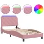 Bed frame with LED lights pink velvet 90x200 cm by , Beds and slatted bases - Ref: Foro24-3213836, Price: 169,56 €, Discount: %