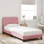 Bed frame with LED lights pink velvet 90x200 cm by , Beds and slatted bases - Ref: Foro24-3213836, Price: 169,56 €, Discount: %