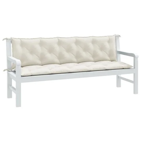 Cushions for garden bench 2 units cream melange fabric 180x50x7 cm by , Cushions for chairs and sofas - Ref: Foro24-4002621, ...
