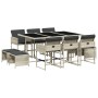 Set de comedor de jardín 11 pzas y cojines ratán sintético gris de , Conjuntos de jardín - Ref: Foro24-3278098, Precio: 487,63 €