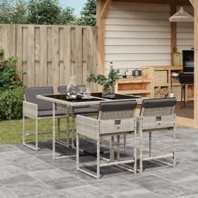 Garden dining set 5 pieces with light gray synthetic rattan cushions by , Garden sets - Ref: Foro24-3278026, Price: 351,11 €,...