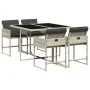 Garten-Essgruppe 5-teilig mit Kissen aus hellem grauen Kunststoff-Rattan von , Gartensets - Ref: Foro24-3278026, Preis: 302,4...