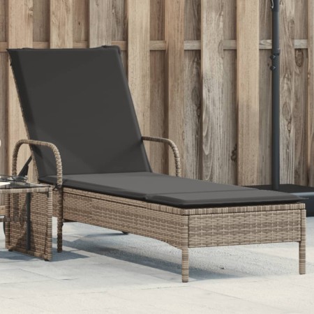 Lounger with wheels and gray synthetic rattan cushion by , Loungers - Ref: Foro24-368310, Price: 164,40 €, Discount: %