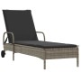 Lounger with wheels and gray synthetic rattan cushion by , Loungers - Ref: Foro24-368310, Price: 164,40 €, Discount: %