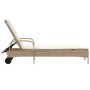 Liegestuhl mit Rädern und Kissen aus synthetischem Rattan in Beige. von , Liegen - Ref: Foro24-368312, Preis: 167,72 €, Rabat...