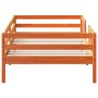 Solid pine wood bed frame in brown wax finish 100x200 cm by , Beds and slatted bases - Ref: Foro24-846972, Price: 126,67 €, D...