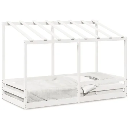 Kinderbett mit massivem Kieferndach in Weiß 100x200 cm. von , Betten und Lattenroste - Ref: Foro24-846998, Preis: 179,61 €, R...