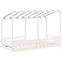 Cama infantil con techo madera maciza pino blanca 100x200 cm de , Camas y somieres - Ref: Foro24-846998, Precio: 179,60 €, De...