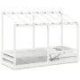 Kinderbett mit massivem Dach aus weißem Kiefernholz 75x190 cm von , Betten und Lattenroste - Ref: Foro24-847010, Preis: 123,7...