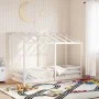 Kinderbett mit massivem Dach aus weißem Kiefernholz 75x190 cm von , Betten und Lattenroste - Ref: Foro24-847010, Preis: 123,7...
