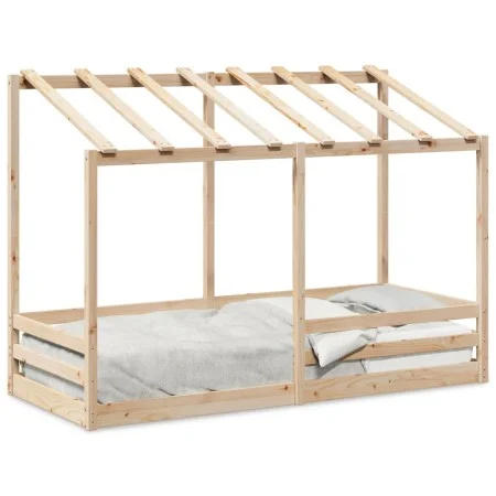 Cama infantil con techo madera maciza pino 90x190 cm de , Camas y somieres - Ref: Foro24-847006, Precio: 106,89 €, Descuento: %