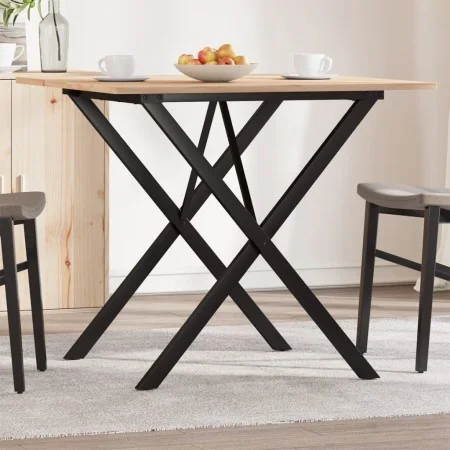 Dining table with solid pine wood and iron frame 90x90x75 cm by , Kitchen and dining tables - Ref: Foro24-3282696, Price: 89,...