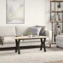 Center table with solid pine wood frame and iron, 110x40x45 cm by , Coffee table - Ref: Foro24-3282711, Price: 74,80 €, Disco...