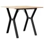 Dining table with solid pine wood and iron frame, 90x90x75 cm. by , Kitchen and dining tables - Ref: Foro24-3282718, Price: 1...