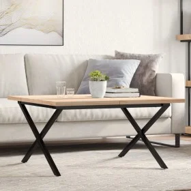Solid pine wood and iron frame coffee table 80x80x45.5cm by , Coffee table - Ref: Foro24-3282751, Price: 88,03 €, Discount: %