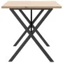 Dining table with solid pine wood and iron frame 140x80x75.5 cm by , Kitchen and dining tables - Ref: Foro24-3282764, Price: ...